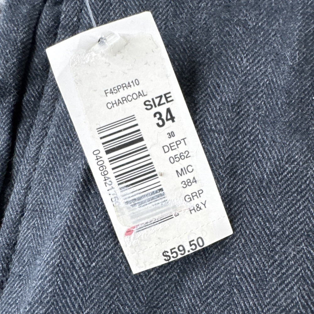 Roundtree & Yorke Mens Flat Front Classic Pants Charcoal Gray Stretch 34x30 NWT - Picture 5 of 9
